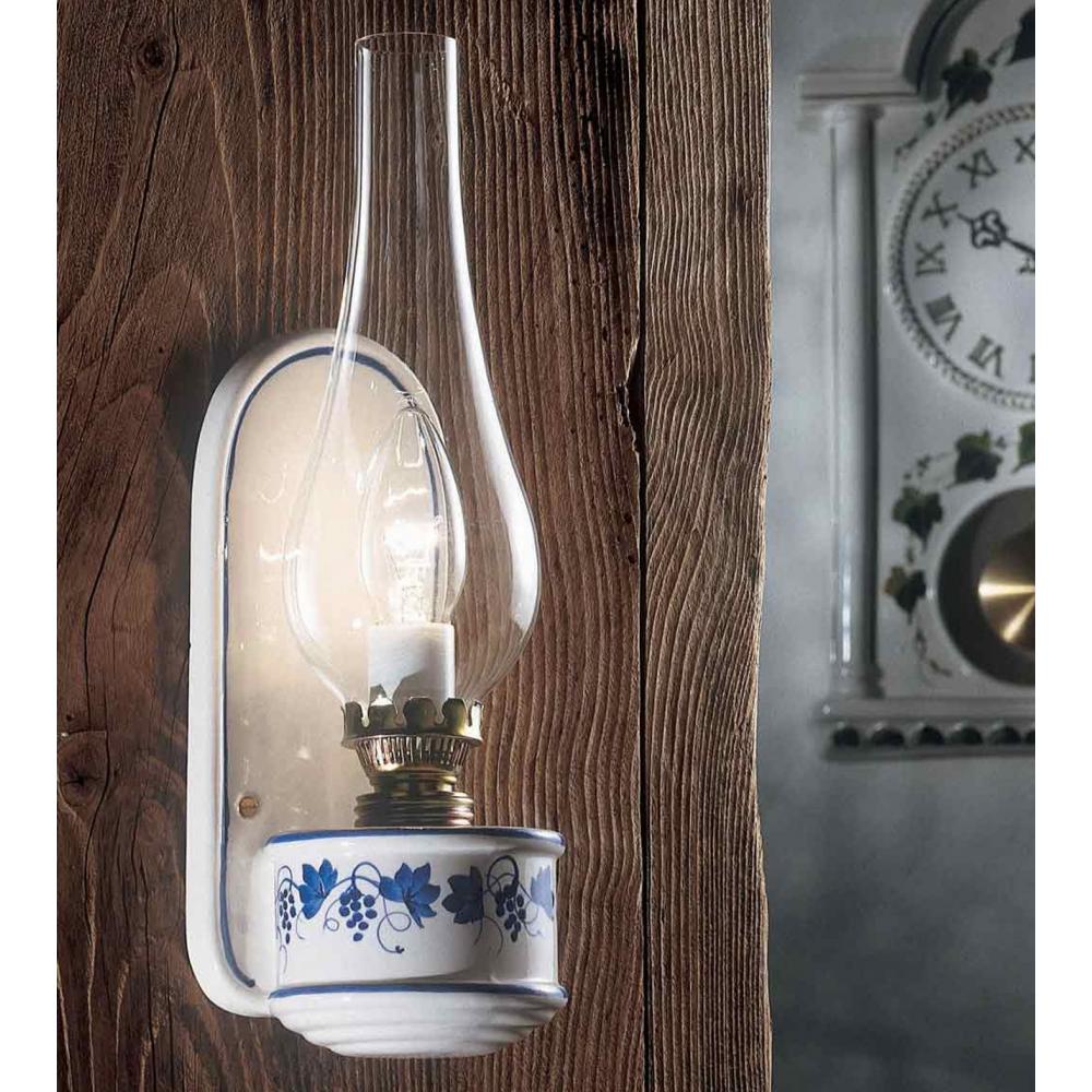mediterran fali lampa kezzel festett rusztikus petroleum lampa olajmecses videki paraszthaz gyertya falikar olasz toszkan provanszi provence klasszikus lampak lameridiana ferroluce classic budapest.jpg